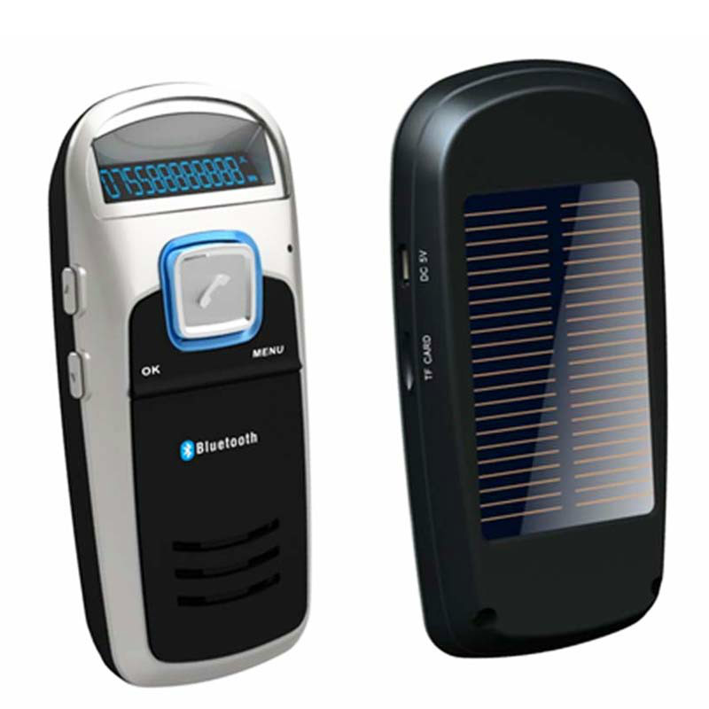 Solar Panel Powered Bluetooth Handsfree Car Kit For Universal Cell Phone Free Shipping