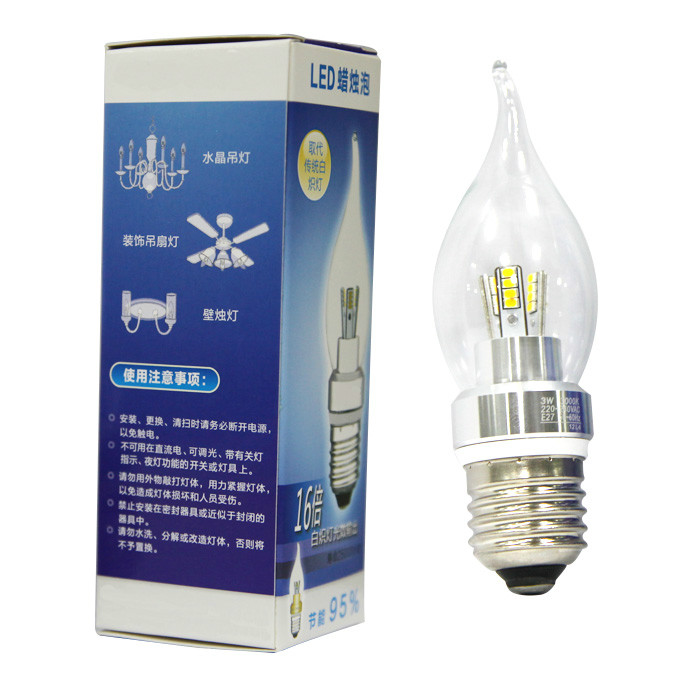 Dimmable Ultra bright 3w E26 E27 B22 Flame candle led light bulbs warm white LZ-32P07