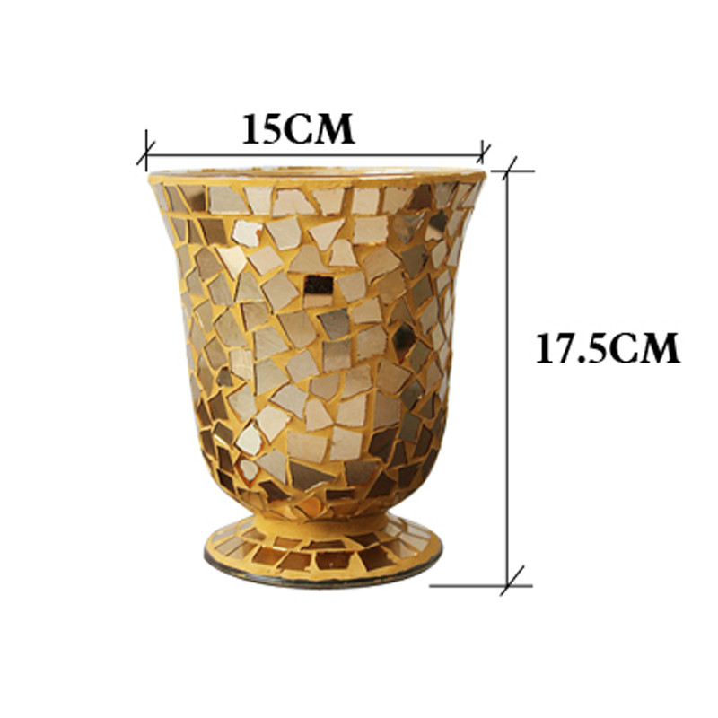 Hot-selling golden and European style glass mosaic vase handmade wedding decoration modern fashion vase