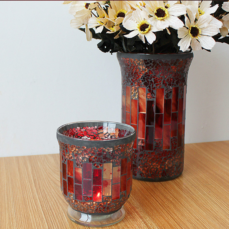 Fashion Handmade Glass Mosaic candlestick for Home Decoration Props Birthday Gift Wedding Candle Holders