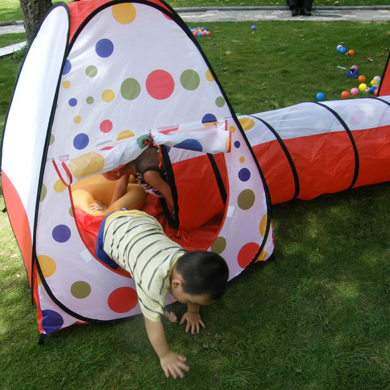 High-qulity dot triple baby crawling tent extra-large space,let's play!