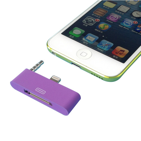 Fashion voice frequency transverter for iphone5 support charging and data synchronization five colors