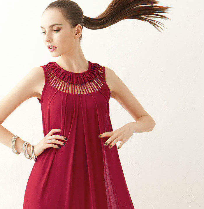 2014 New summer fashion elegant and high grade top quality chiffon dress