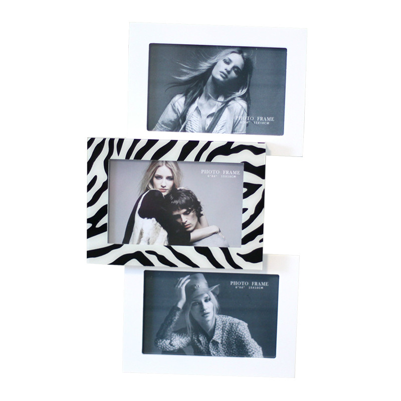 Leopard Print nostalgic  White Picture Frame For Three 4x6 Inch Photos