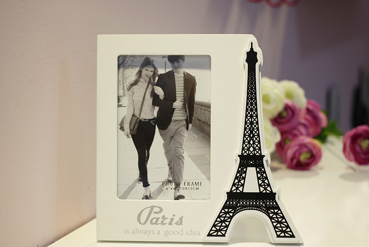 Eiffel Tower Deco 4x6 Inch White Picture Frame