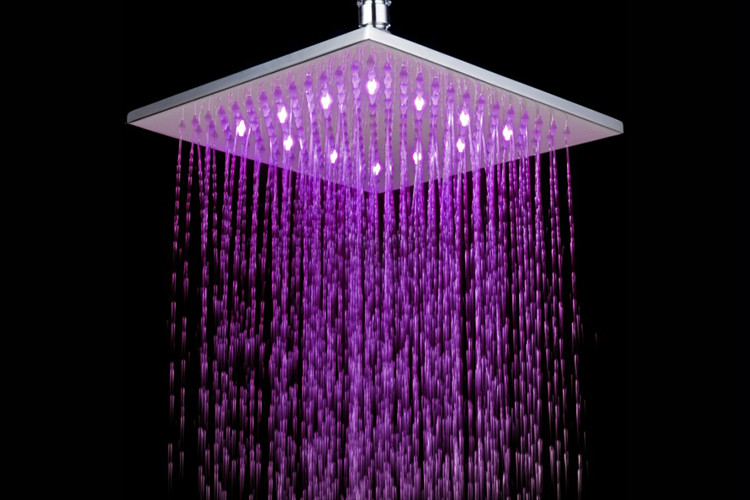 Fashion LED 10 inches Brass Square Overhead Rain shower nozzle