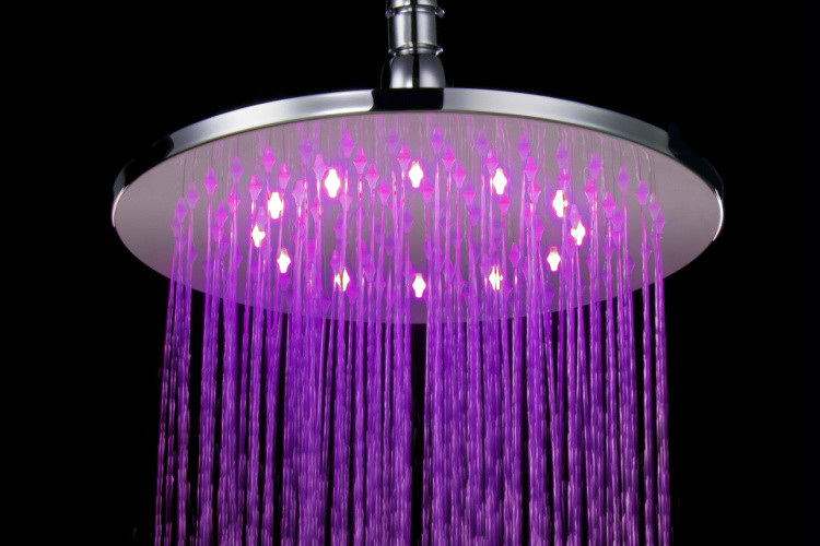 Fashion LED 10 inches Brass Round Overhead Rain shower nozzle