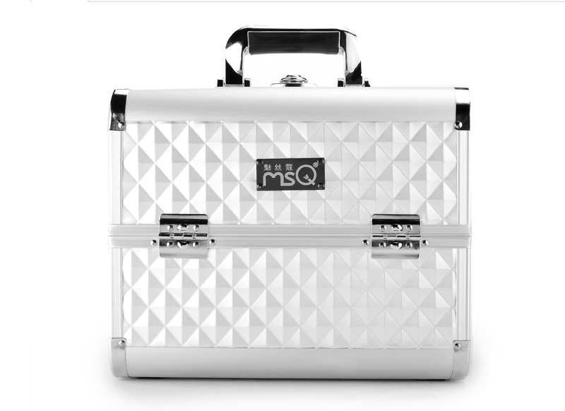 2014 new design silver  cosmetic plaid handbag