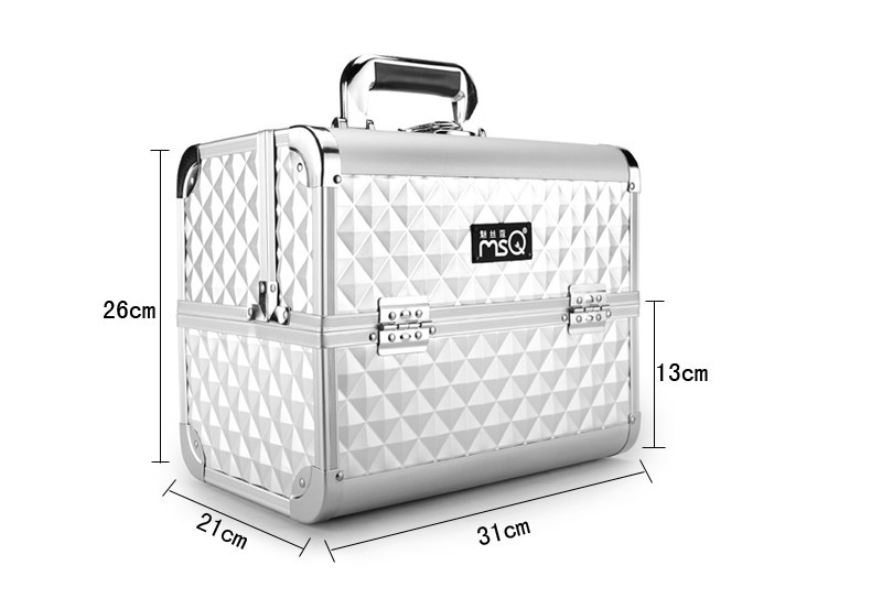 2014 new design silver  cosmetic plaid handbag