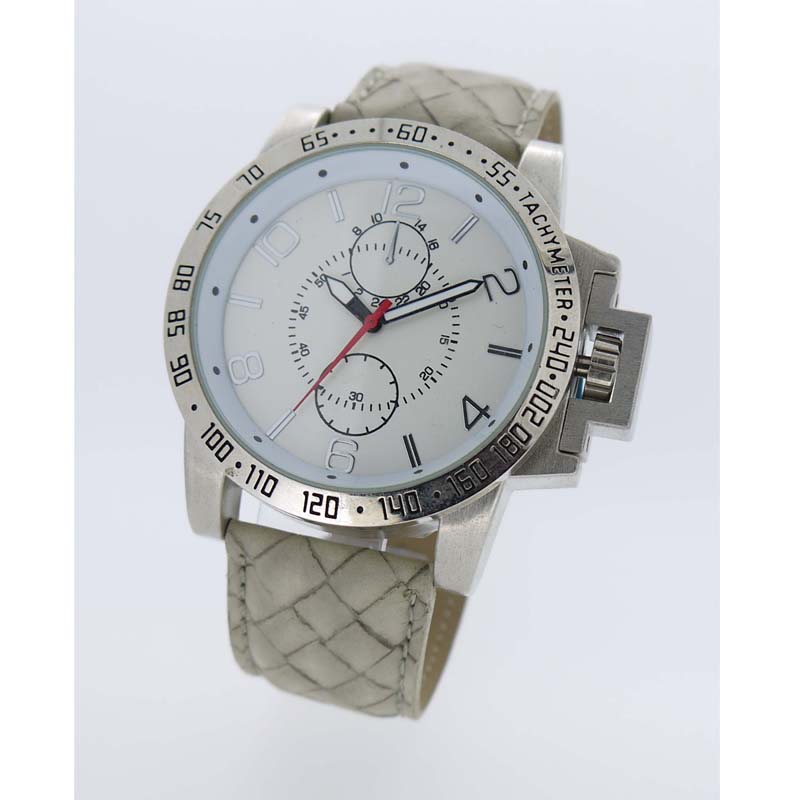 Round personality Water Resistant Quartz Movement Analog Watch with Faux Leather Strap