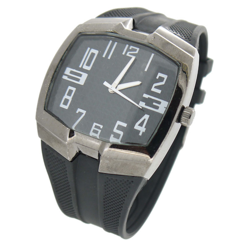 Cool Men's Analog Watch with Faux Leather Strap (Black)
