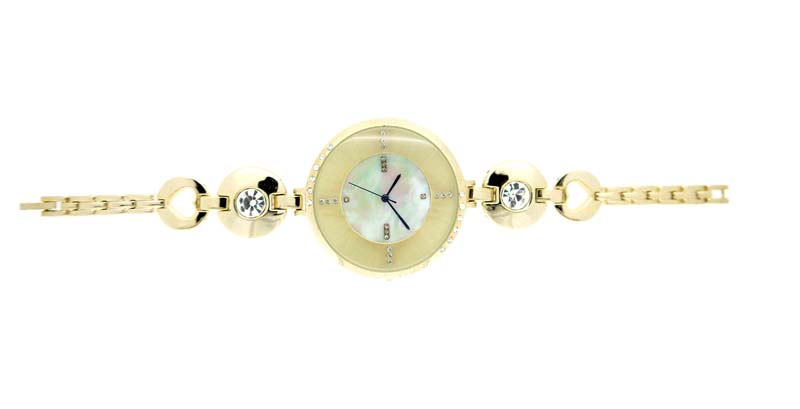 Women's gold alloy quartz analog bracelet watch