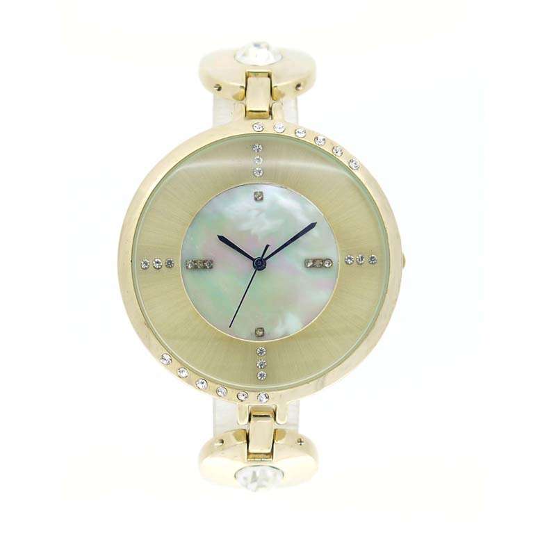 Women's gold alloy quartz analog bracelet watch
