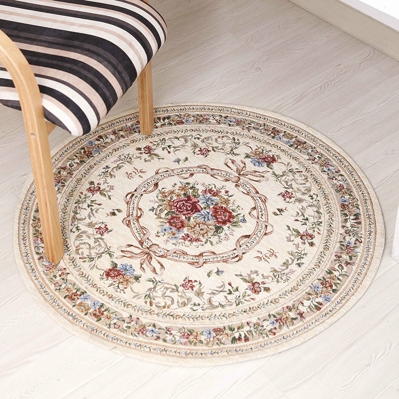 European Chenille Fabric round carpet modern mat