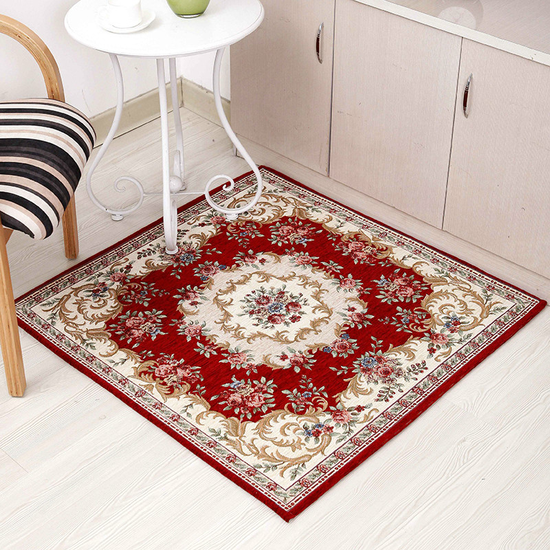 European classic square Chenille cotton yarn jacquard carpet mats