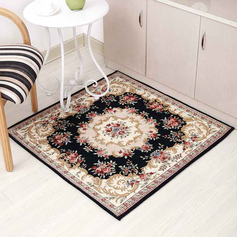 European classic square Chenille cotton yarn jacquard carpet mats