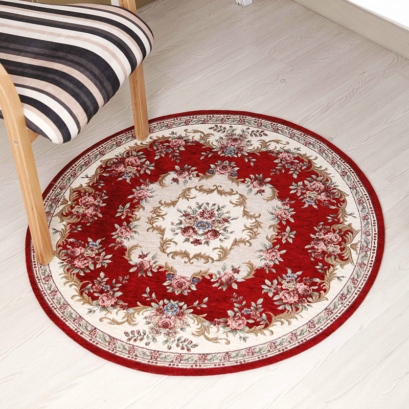 European classic round Chenille cotton yarn jacquard carpet mats