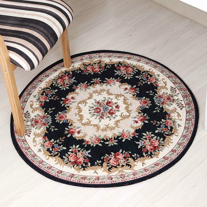 European classic round Chenille cotton yarn jacquard carpet mats