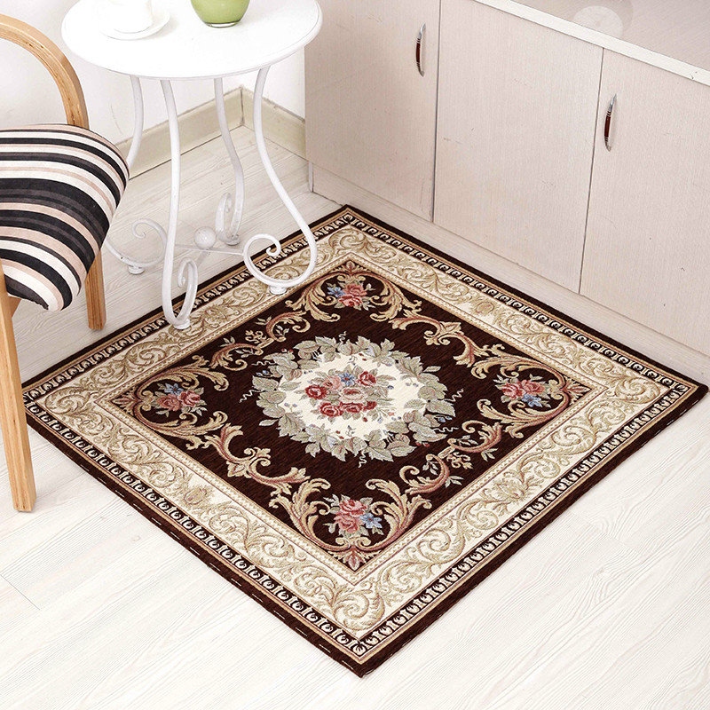 European classical square Chenille cotton yarn jacquard carpet mats