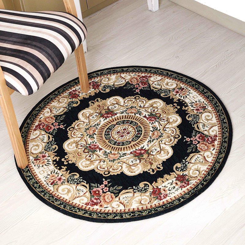 European style round living room coffee table carpet chenille yarn carpet