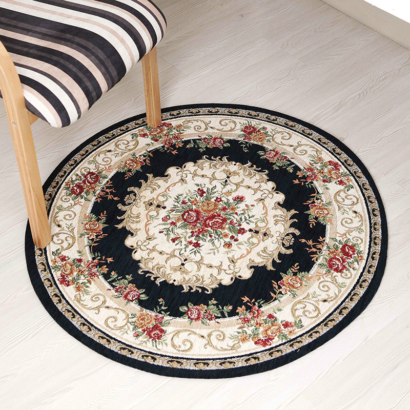 Round chenille yarn carpet living room coffee table carpet jacquard carpet