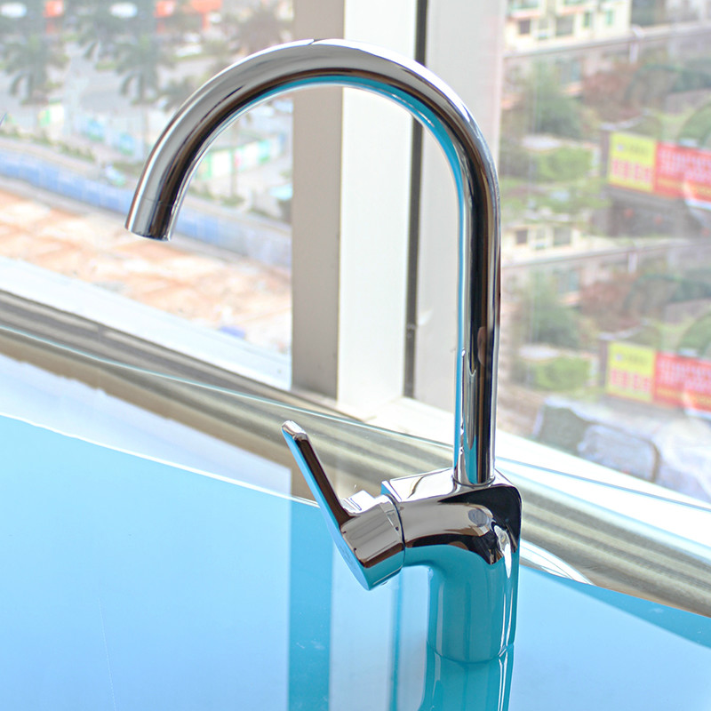 Stylish chrome one hole handle kitchen sink faucet water Tap