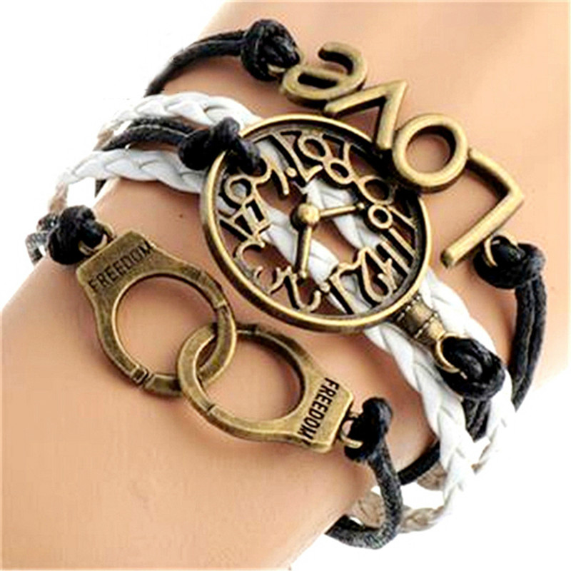 20PCS/LOT Braided Leather Cotton Rope Anchor Rudder Infinity Bracelet Alloy Jewelry