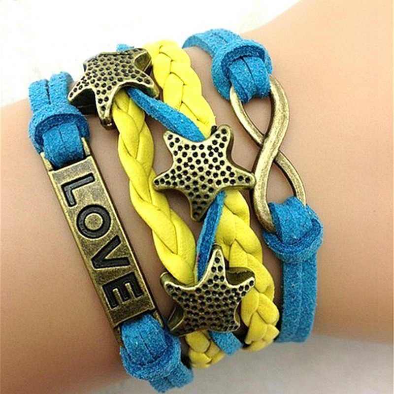 20PCS Variety Select 2014 new fashion Female Leather Bracelets jewelry High Quality Infinity Leaf Anchors