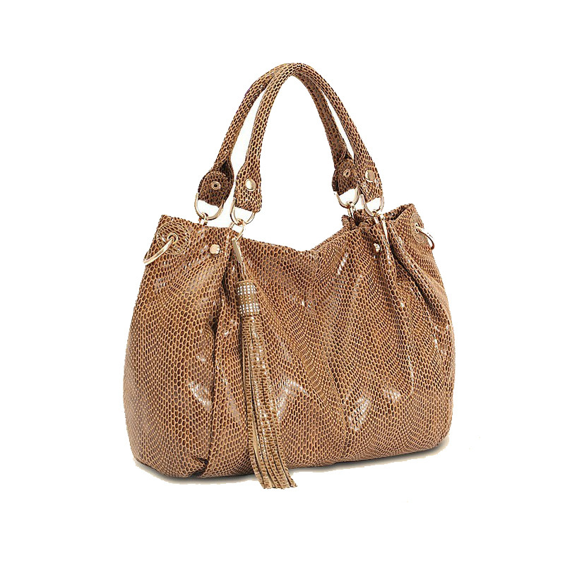Fashion women's shoulder handbag snake pattern genuine leather larger messenger bag retro luxury totes