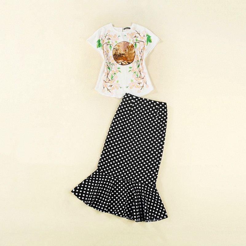 2014 summer women's short-sleeve chiffon one-piece dress fish tail long skirt slim hip skirt set
