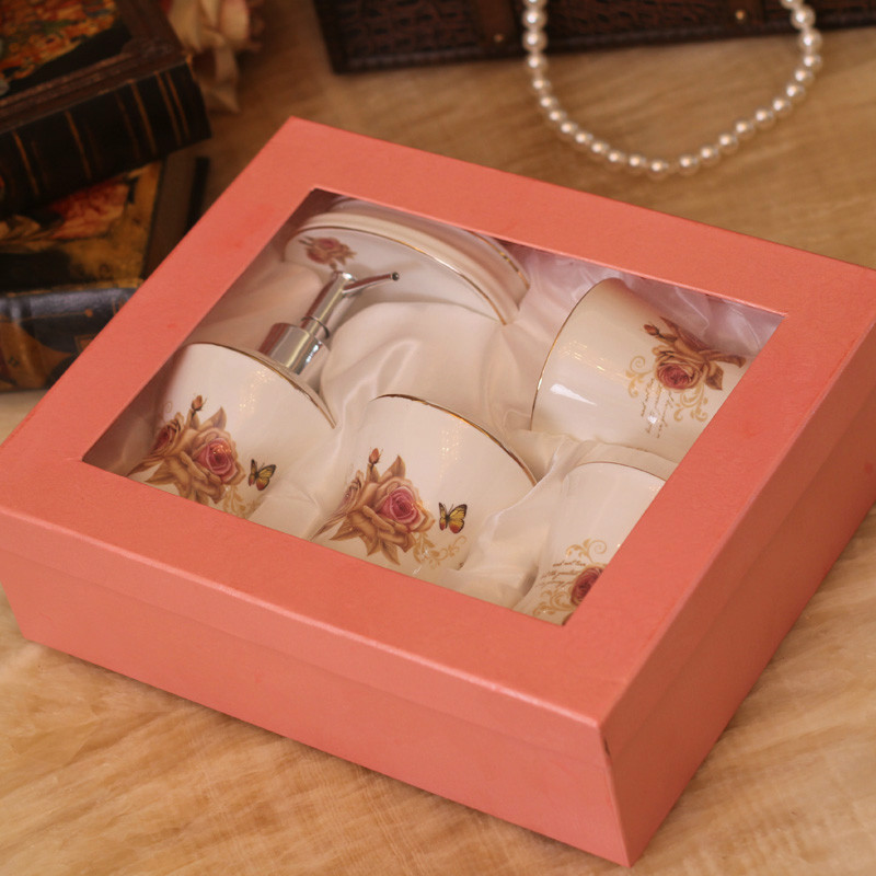 High-grade ceramic luxury and pure white rose bathroom set