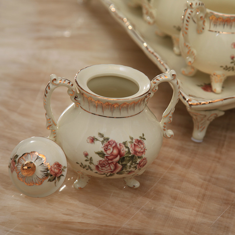 Home decorative porcelain figurines of ivory porcelain tea set, daily tea service set