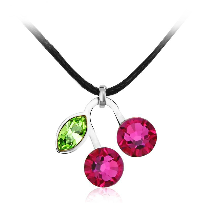 2014 new designer Beautiful Cherry shape crystal necklace for woman