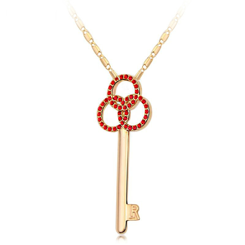 2014 best Selling the new key shape Crystal Fashion Pendant Necklace free shipping!