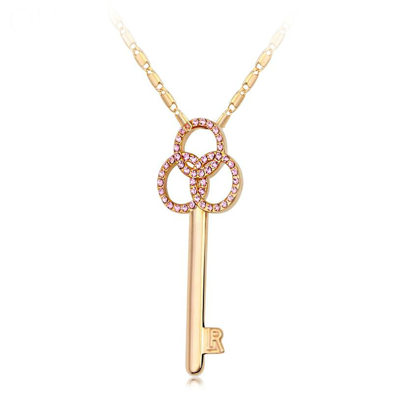 2014 best Selling the new key shape Crystal Fashion Pendant Necklace free shipping!