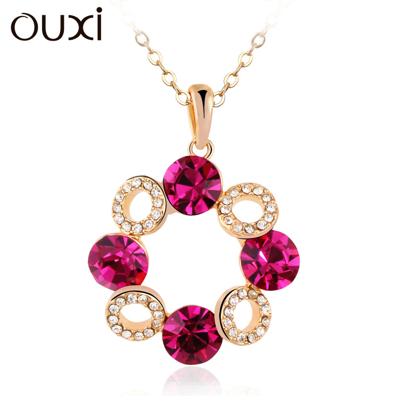 2014 free shipping,18k gold plated necklace Colorful crystal necklace free shipping!