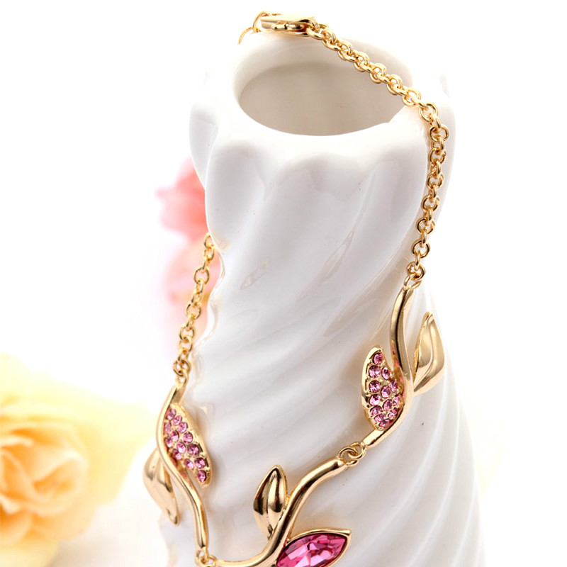 2014 new design elegant rose flowers crystal bracelet
