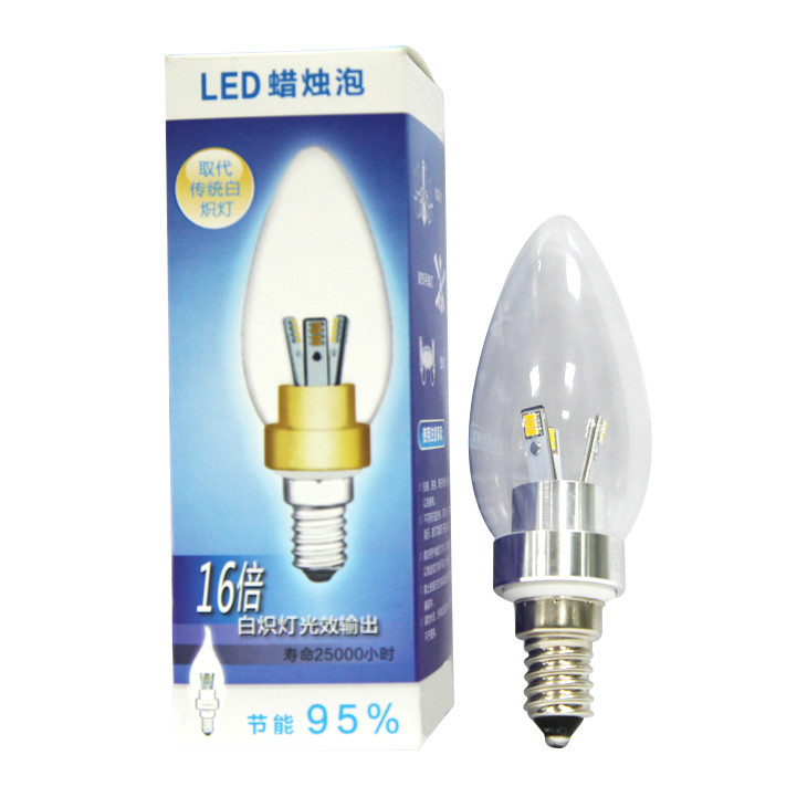 Ultra Bright E14 Led Candle Bulb 2.5W E14 Candle Light Warm White LZ-32A02 ,Free Shipping