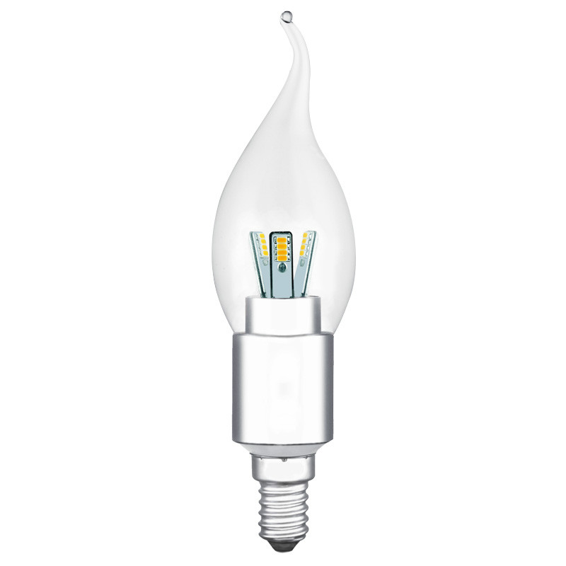 Free shipping High power E14 3W LZ-32G09 king-size Dimmable Flame candle led light bulbs Warm White
