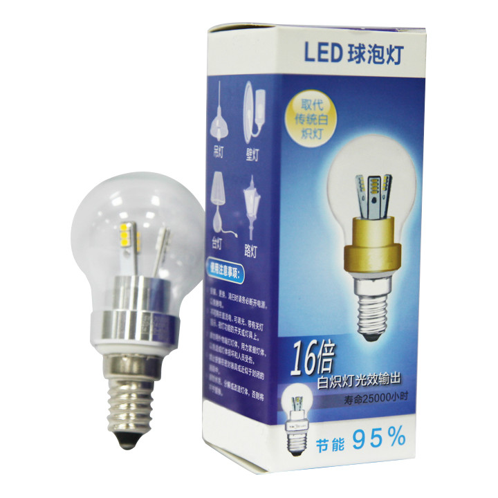 Free Shipping 3W LED Bulb High Power E14 Dimmable Lamp Light,LZ-32T04 Warm White