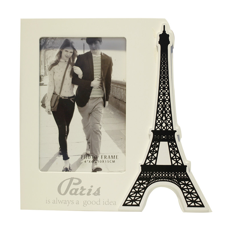 Eiffel Tower Deco 4x6 Inch White Picture Frame