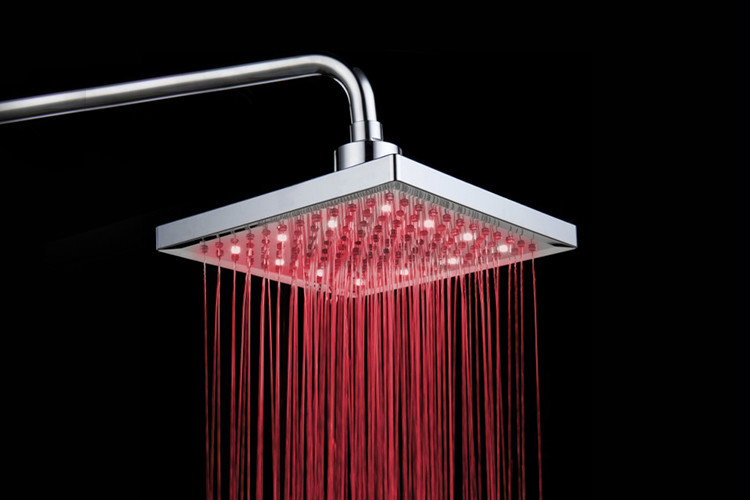 LED 8 inches square Brass Ceiling Rain Fall overhead shower nozzle