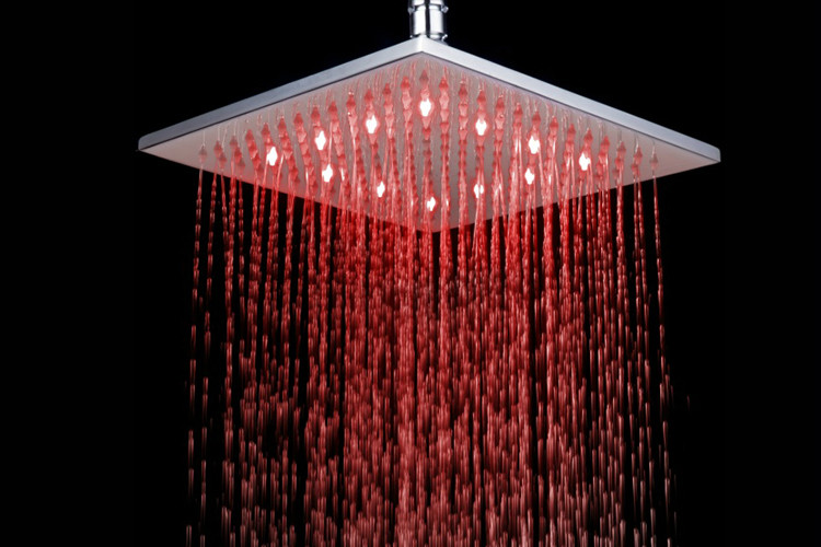 Fashion LED 10 inches Brass Square Overhead Rain shower nozzle
