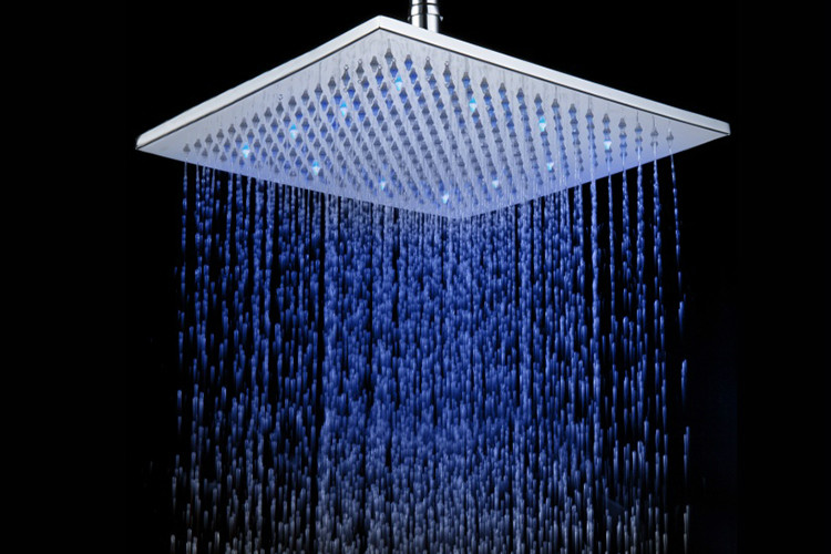 LED 12 inches Brass Square Overhead Rain shower nozzle