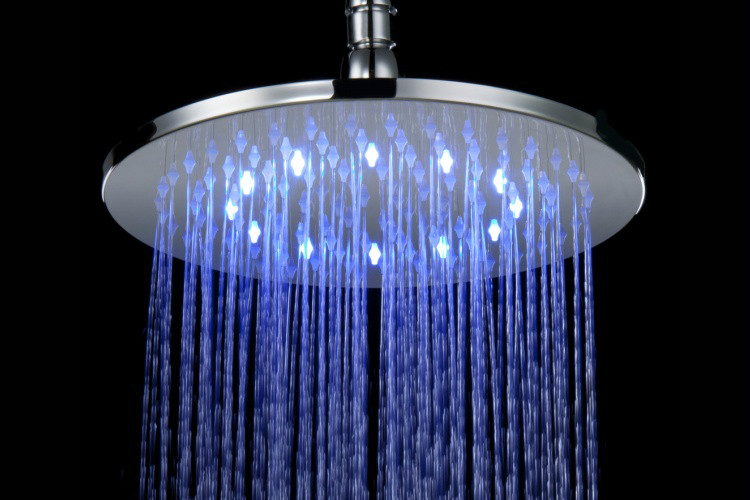 Fashion LED 10 inches Brass Round Overhead Rain shower nozzle