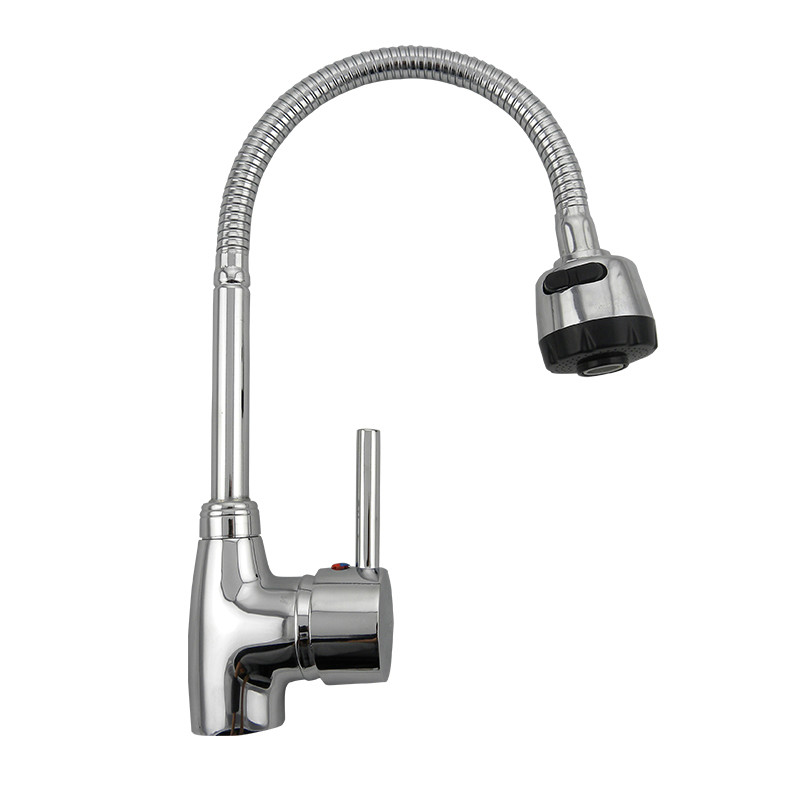 Chrome Solid Brass Water tap Kitchen Sink Faucet Mixer Tap Swivel Spout