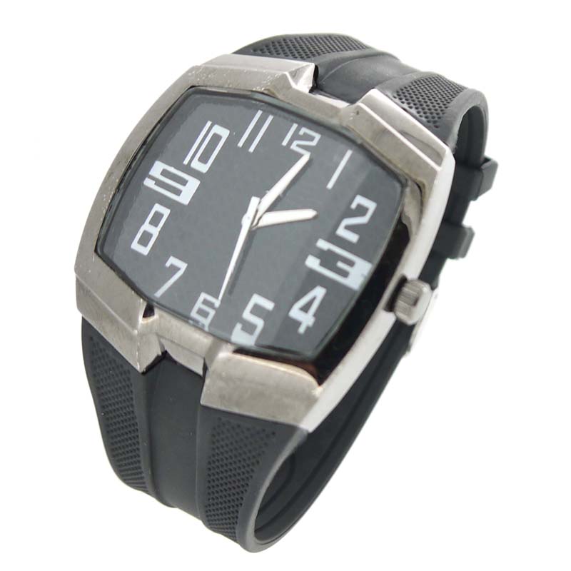 Cool Men's Analog Watch with Faux Leather Strap (Black)