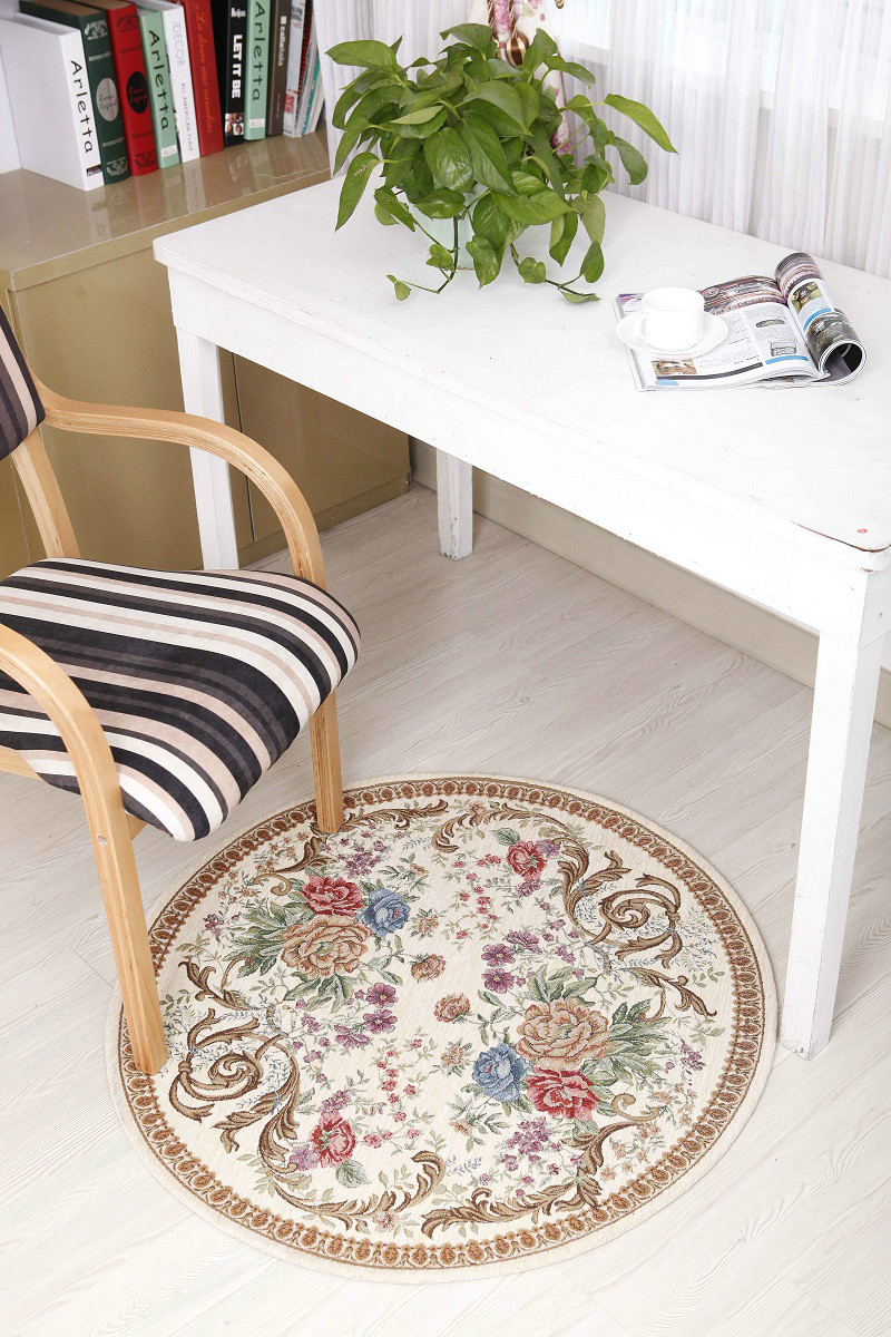 European Chenille Fabric round jacquard carpet modern mat