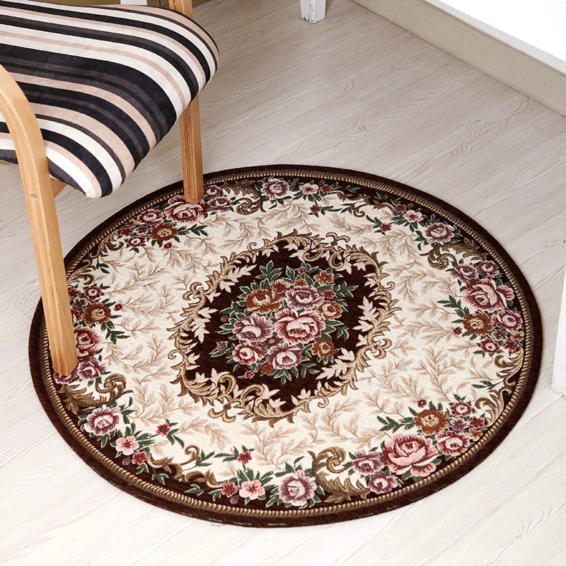 European classic round living room coffee table carpet chenille yarn carpet