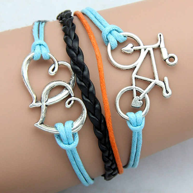 20pcs Rope Chain Vintage Braided handmade Leather Charms Bracelet bangle